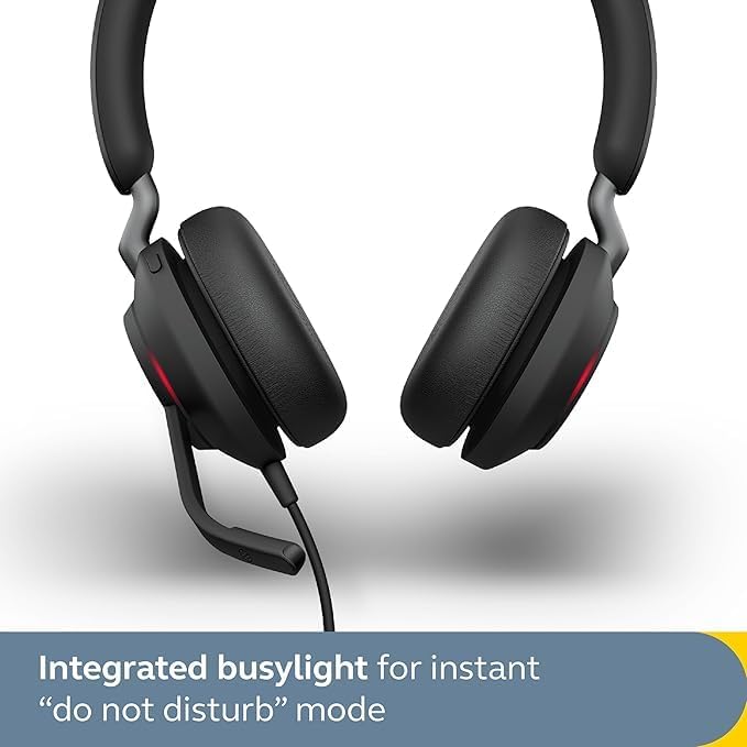Jabra Evolve2 40 SE Wired Noise-Cancelling Stereo Headset With 3-Mic Call Technology and USB-C Cable - Works with all Leading Unified Communications Platforms such as Zoom and Google Meet - Black