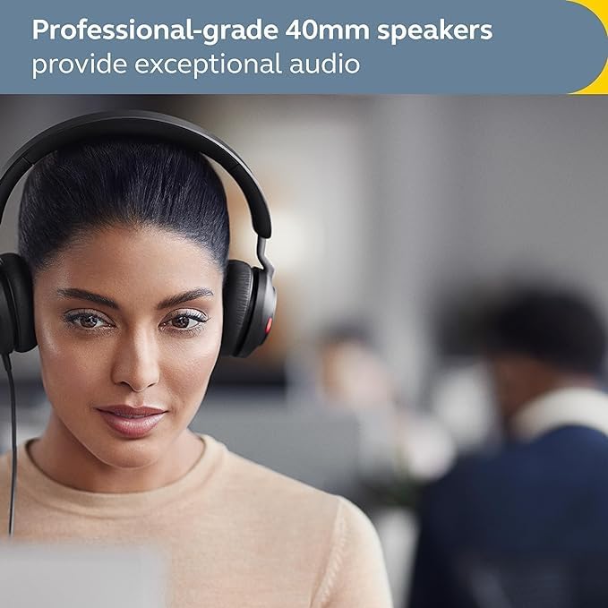 Jabra Evolve2 40 SE Wired Noise-Cancelling Stereo Headset With 3-Mic Call Technology and USB-C Cable - Works with all Leading Unified Communications Platforms such as Zoom and Google Meet - Black