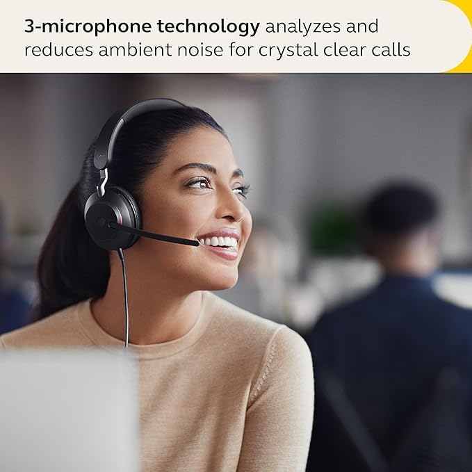 Jabra Evolve2 40 SE Wired Noise-Cancelling Stereo Headset With 3-Mic Call Technology and USB-C Cable - Works with all Leading Unified Communications Platforms such as Zoom and Google Meet - Black