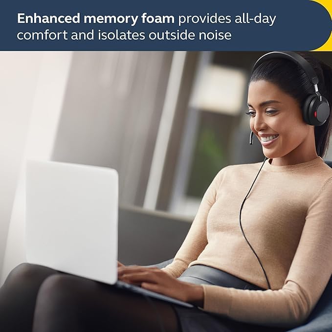 Jabra Evolve2 40 SE Wired Noise-Cancelling Stereo Headset With 3-Mic Call Technology and USB-C Cable - Works with all Leading Unified Communications Platforms such as Zoom and Google Meet - Black