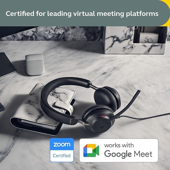 Jabra Evolve2 40 SE Wired Noise-Cancelling Stereo Headset With 3-Mic Call Technology and USB-C Cable - Works with all Leading Unified Communications Platforms such as Zoom and Google Meet - Black