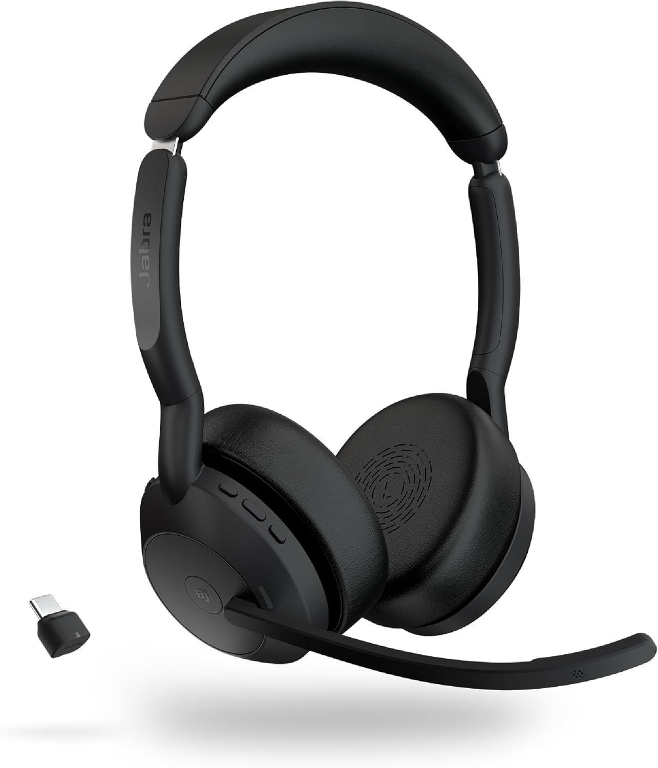 Jabra Evolve2 55 Stereo Wireless Headset - Features AirComfort Technology, Noise-Cancelling Mics & Active Noise Cancellation - MS Teams Certified, Works with Other Platforms - Black