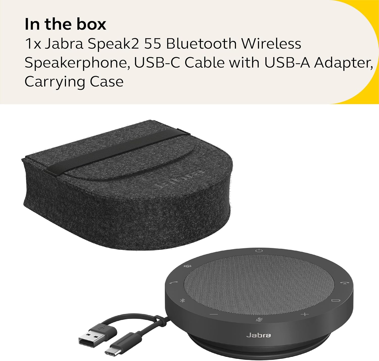 Jabra Speak2 55 Wireless Bluetooth Speakerphone - Portable Speaker with 4 Noise-Cancelling Mics, 50mm Full-Range Speakers & Wideband Audio - Certified Microsoft Teams Speaker - Dark Grey
